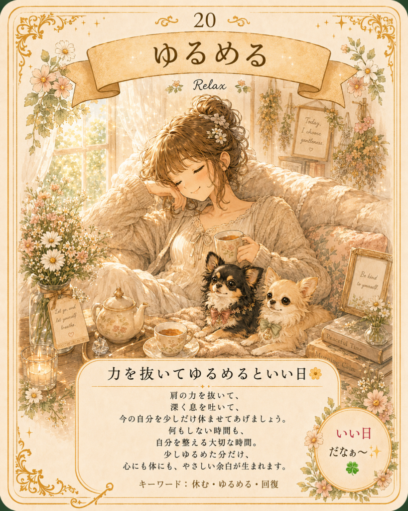 いい日カード20ゆるめる力を抜いてゆるめるといい日