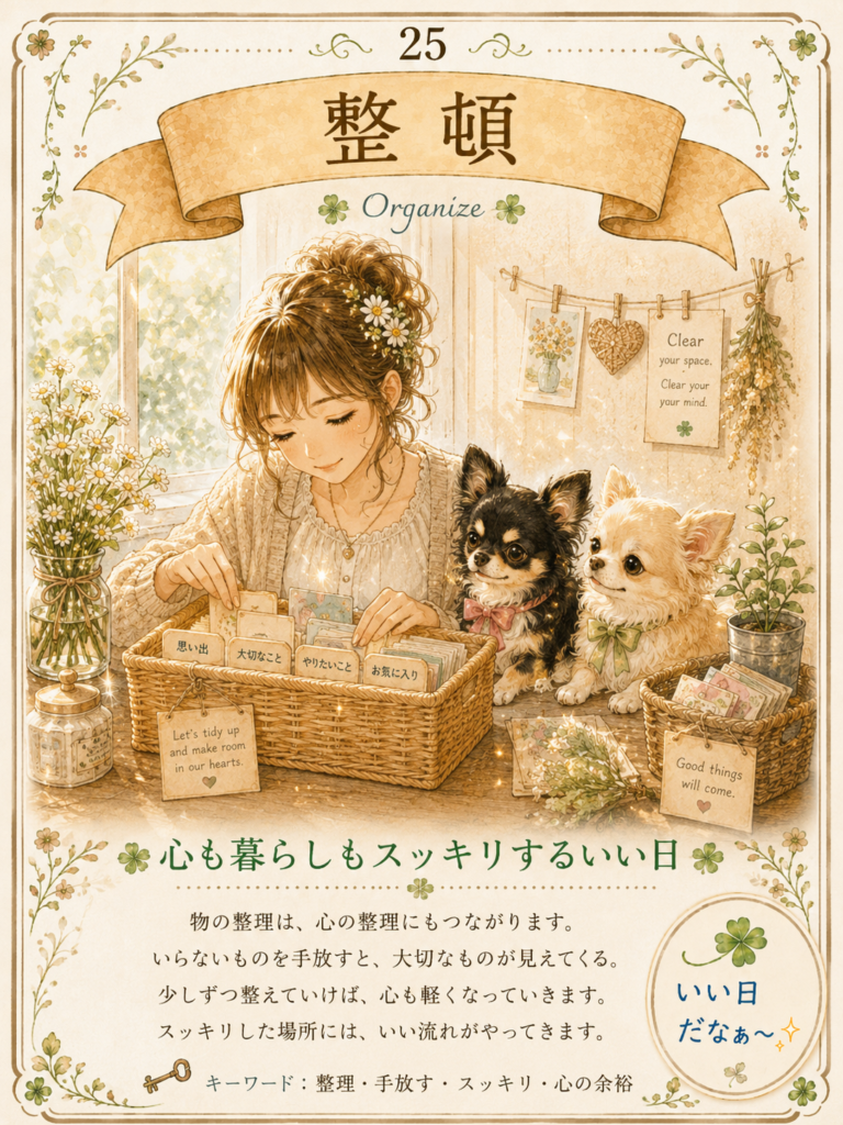 いい日カード・25｜整頓「心も暮らしもスッキリするいい日」