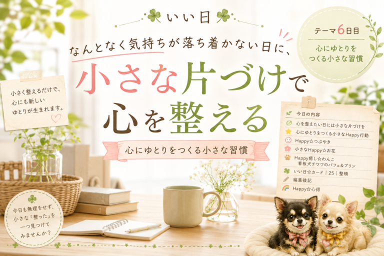 なんとなく気持ちが落ち着かない日に、小さな片づけで心を整える｜心にゆとりをつくる小さな習慣【いい日】