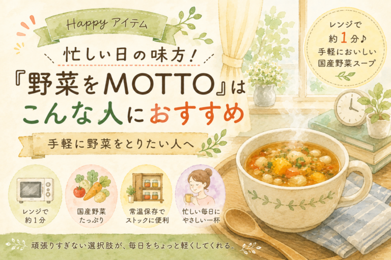 忙しい日の味方！『野菜をMOTTO』はこんな人におすすめ｜手軽に野菜をとりたい人へ